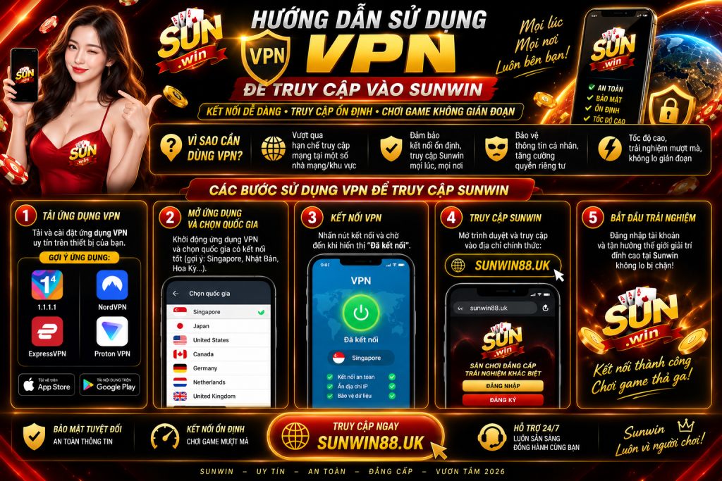 Hướng Dẫn Sử Dụng VPN Vào Sunwin Khắc Phục Chặn Mạng 2026